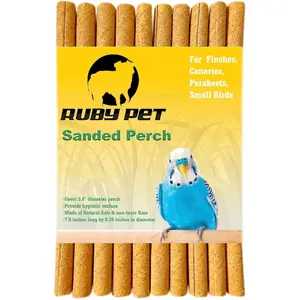 Sanded Perch Covers for Parakeets, Lovebirds, Finches, Canaries, Small Birds, 3/8" Diameter x 7.5" Long | Bird Accessories | pet Bird Supplies | Bird perches for cage | 10 Count