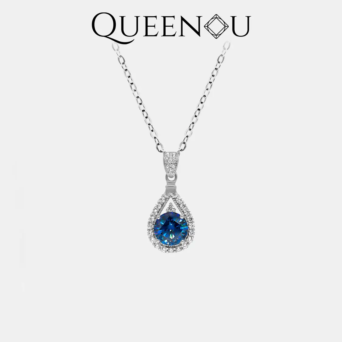【238】1 Carat Synthetic Moissanite Teardrop Necklace – Fashionable Jewelry for Women, Ideal for Birthday/Anniversary Gift