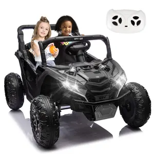 Two-Seater Kids Ride On UTV W/Parents Remote Control,Four-Wheel Suspension,Slow Start,Large wheel design,Anti-collision bar,Storage space,Music,USB,Bluetooth,Volume control,LED lights for Kids 3+.