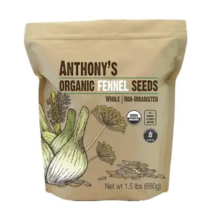 Organic Fennel Seeds, 1.5 lb, Whole Seeds, NonIrradiated, GlutenFree, NonGMO