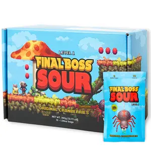 Final Boss Sour - Level 1 Cranberries (12 pack) Dried Fruit Sour Snack