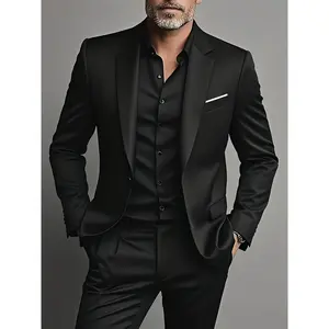 2pcs Men's Gentleman Suit Set, Tailored Jacket & Trousers, Perfect for Wedding Guest, Prom, Party And Event