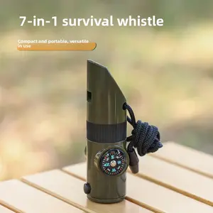 Outdoor seven-in-one high-frequency whistle survival emergency multifunctional compass fire whistle household emergency whistle