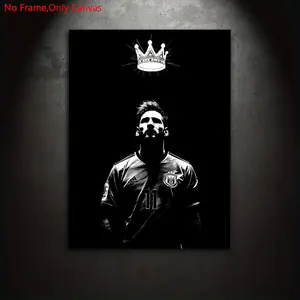 1 piece/set frameless canvas painting print poster, minimalist style art, Lionel Messi, King of Football, a perfect gift for sports culture enthusiasts, ideal gift for bedroom, living room, dorm hallway, kitchen, mural, wall decoration, room decoration