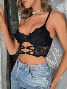 MEAUS Lace Lingerie Bra Floral Cut Out Underwire Romantic Date Night