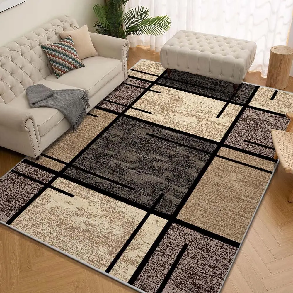 Luxury Velvet Area Rug, Soft Machine Washable Fade-Resistant Polyester Carpet, Lightweight Easy-Clean Floor Rug for Living Room, Bedroom, Office, Patio & Outdoor Home Decor,Non,Large