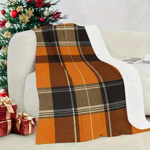 [ Cozy Flannel Throw Blanket] Cozy & Soft Plaid Flannel Throw Blanket - 1Pc Orange, Black & Brown Checkered Design |   Warm & Comfortable For Home, Office, Camping, Travel, Holiday Gifts, Neutral Blanket, Blanket For Winter, Christmas Blanket, Throw Blank