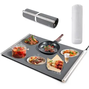 #fathersdaygift HAUSHOF Warming Mat for Food, Electric Extra Large Food Warming Mat for Countertop, Fast Heating Warming Tray for Buffets Party, 3 Level Temperature Heating Mat, Rollable, Portable, Auto Off