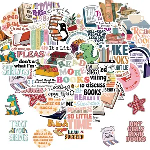 Book Themed Sticker, 50pcs/set Book Reading Sticker, Decorative Sticker for Laptop, Phone Case, Scrapbooking, Journal Making, Gift Wrapping