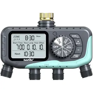 RAINPOINT Sprinkler Timer 4 Zone, Water Timer for Garden Hose, for Soaker Hose with Rain Delay/Manual/Automatic Watering System, Digital Irrigation for Yard, Lawn Brass Inlet