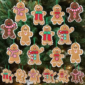 12 count Gingerbread Felt Christmas Ornaments  Embroidery Christmas Decorations for Xmas Tree  Decorations Farmhouse  Fireplace Decor Winter Holiday Party Favors Gifts