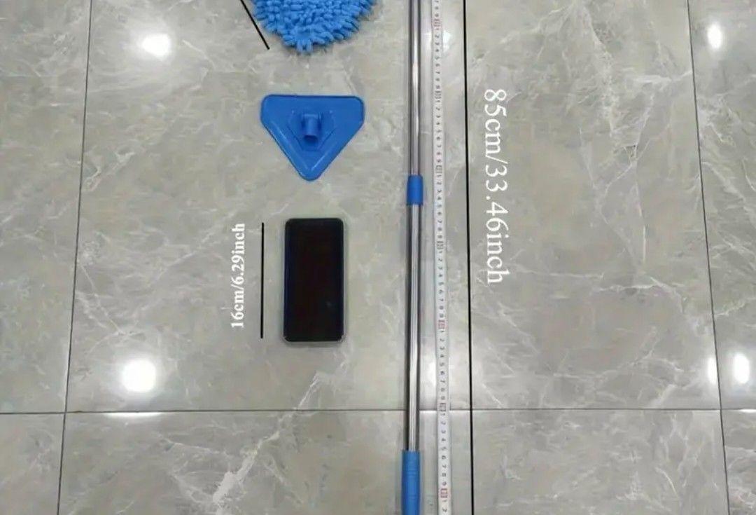 1pc 360° Rotating Triangle MOP Adjustable Retractable Handle Wet Dry Cleaning for Floors Walls Tiles Cars Durable Plastic Construction Ergonomic Grip Sleek Mop Design Easy Clean Material Multi Surface Cleaning Tool