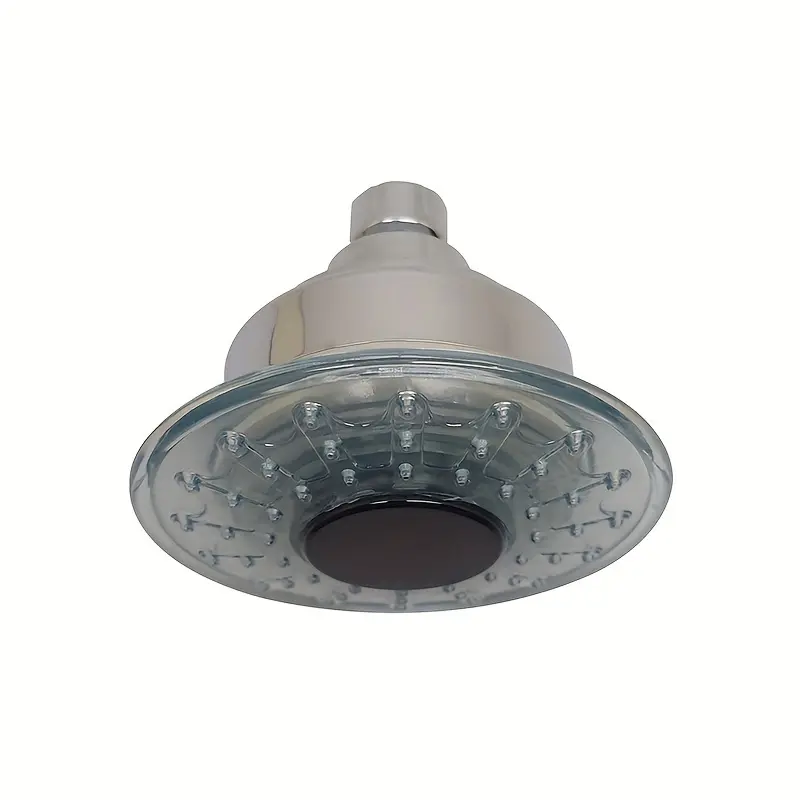 [1 LED Light-Up Shower Head] 1pc LED Light-Up Shower Head With Temperature Display, 4-Inch Wall-Mount, Hydro-Powered, Color Changing With Thermal Sensor, No Battery Needed, Plastic Material, Bathroom Accessories, Halloween Lights Christmas