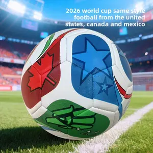 2026 World Cup USA Mexico Canada Machine Stitched PU Size 5 Soccer Ball Explosion Proof Bladder Wear Resistant Training Match Ball