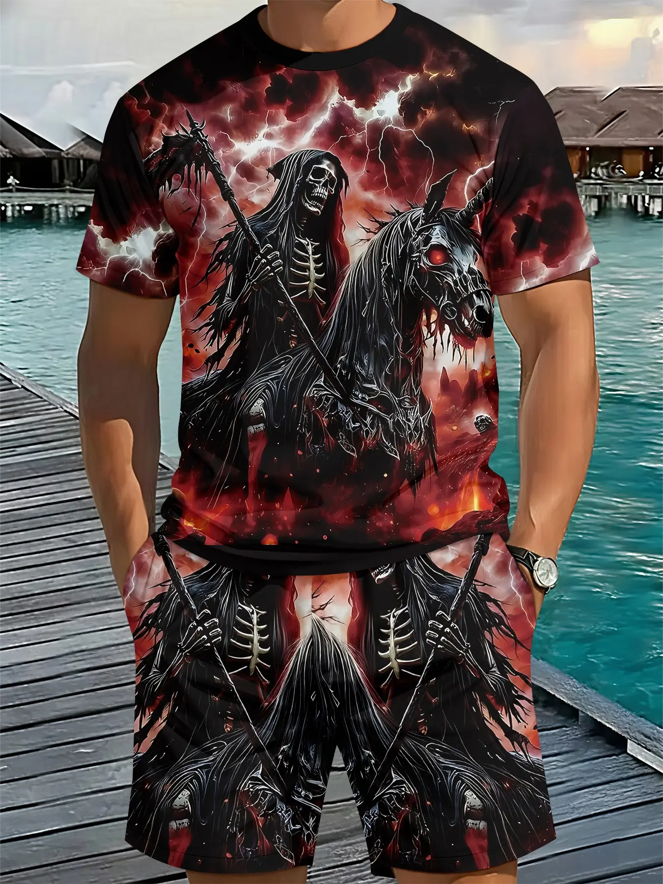 Men's 3D Digital Print Two-Piece Set, 2pcs Trendy Fashion, Retro Casual Style, Breathable Sportswear, Breathable Gym Wear, Perfect Holiday Gift, Athleisure Sportswear Set, Athletic Outfits, Athleisure Gym Clothes