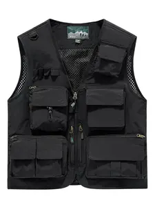 Men's Casual Lightweight Outdoor Fishing Work Vest, Multi-Pocket Design for African Exploration and Travel, Ideal for Photography and Outdoors