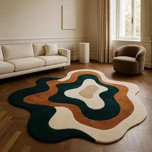 Modern Abstract Art Carpet, Foldable Plush Rug for Living Room Bedroom, Easy Care Large Area Mat, French Style, Casual Style