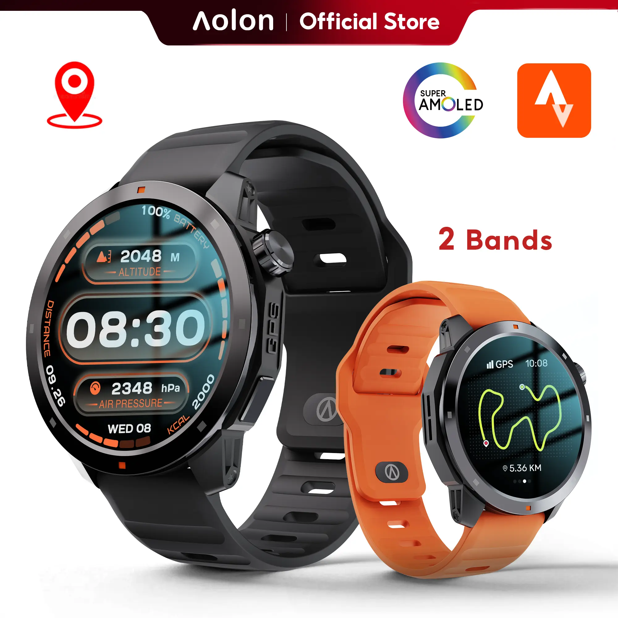 【BUILT-IN GNSS】Aolon Navi R3 Ultra Outdoor Wearable Smartwatch, 1.43" AMOLED Display, Bluetooth Calling, 60 Sports Modes, Motion L4 Algorithm, 24/7 Health Track, IP68 Waterproof, Android & iOS Compatible. #summerwins#SummerFinds