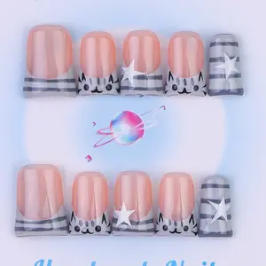 Nailssbysheccid，10pcs press-on nails, Duckbill, 100% handmade, Y2K style, combined with French style, 3D,suitable for family dinners, dates, weddings, it is the best gift for girls! Comes with jelly glue, crystal sticks and twisting rods.