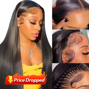 Yawawe Hair 13x6 Upgrade Wear go Glueless Straight Wig Transparent with Drawstring Effortless Install Ear to Ear Straight Pre-Cut Pre-Plucked Body Wave Lace Frontal Wigs Human Hair for Women Beginnner Friendly#dealsforyoudays