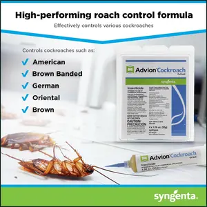 Advion Cockroach Gel Ba, 4 Tubes x 30-Grams, 1 Plunger and 2 Tips, German Roach Insect Pest Control, Indoor and Outdoor Use, Roach Killer Gel for American, German and Or Major Cockroach Species