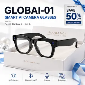 AI Smart Camera Glasses, 8MP HD Hands-Free POV Video Recording, Photochromic UV-Protection Lenses, Bluetooth Open-Ear Audio, AI Voice Assistant & Translation, Touch Control Smart Glasses for Travel, Driving, Outdoor & Gifts