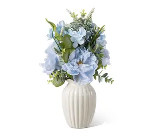 Glitzhome 18"H Peony Hydrangea with Ceramic Vase Centerpiece Glitzhome 18"H Peony Hydrangea with Ceramic Vase Centerpiece
