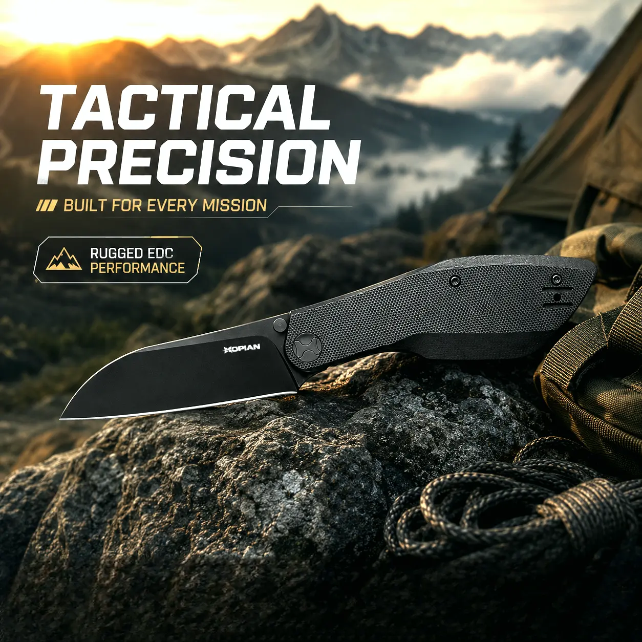 HOPIAN D2 Steel Folding Tactical Pocket Knife, Textured G10 Handle Liner Lock EDC Knife with Deep Carry Clip, 7.75 Inch Compact Utility Knife for Camping DIY Outdoor Daily Carry,knive,ball,Corrosion,bench,micro,,Ergonomi,hi,Damascus,all-purpose,ca,secure,