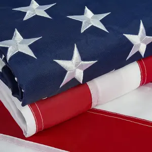 3x5 Ft American Flag,Embroidered American Flags for Outside,USA Flag with Brass Grommets,Heavy Duty US Flags for 4th of July Decorations,Memorial Day Decorations,Patriotic Decor