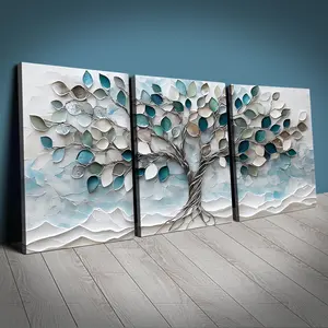 Life Tree Canvas Wall Art Set, 3 Pieces 30x40 Cm, Premium Wax Print Prints, Modern Art Design, Modern Home & Office Decor, Indoor Wall Decoration