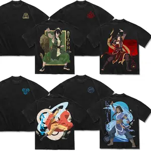 Avatar Team Adult Avatar Aang Zuko Toph Katara The last Air Bender Hero Double Printed Oversize Tshirt Sweater Hoodie heavytweight Acid Washed Tee TV Show Graphic Top Cotton Gift T-Shirt For Comic Lover, Gift T-Shirt For Movie Lover