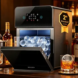 ecozy 2" Clear Ice Ball Maker with CrystalFlux Technology, 4 pcs in 40 Mins, 144 pcs/Day, Enhanced Insulation, Self-Cleaning, Automatic Water Supply, Sphere Ice Maker for Whiskey