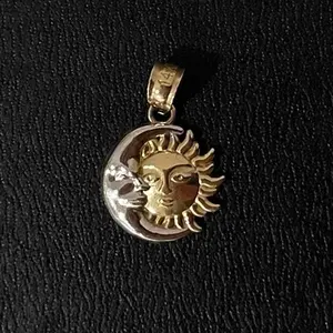 14k gold Sun and Moon Pendant in yellow and white Gold for Stylish Jewelry Collection