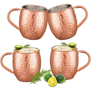 Moscow Mule Mugs Copper Cups Set of 4 Copper Mugs with 304 Stainless Steel Lining, For , , Cold Drink, Bar, Party, Gifts