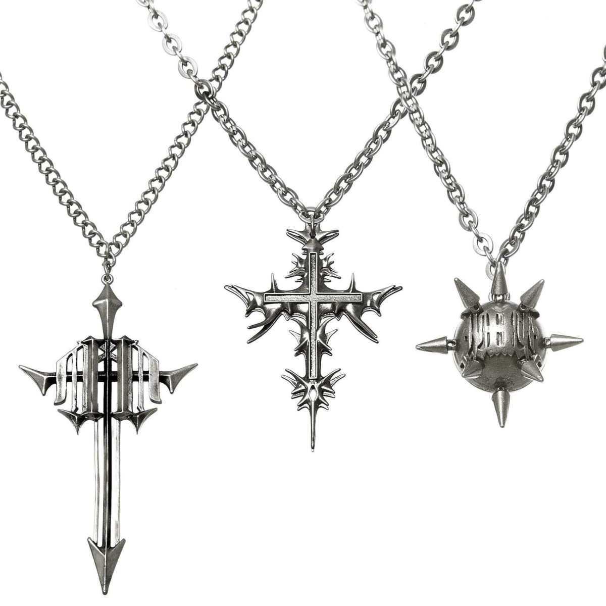 Dark Aesthetic Gothic Spiked Skull Choker Irregular Beaded Chain Necklace