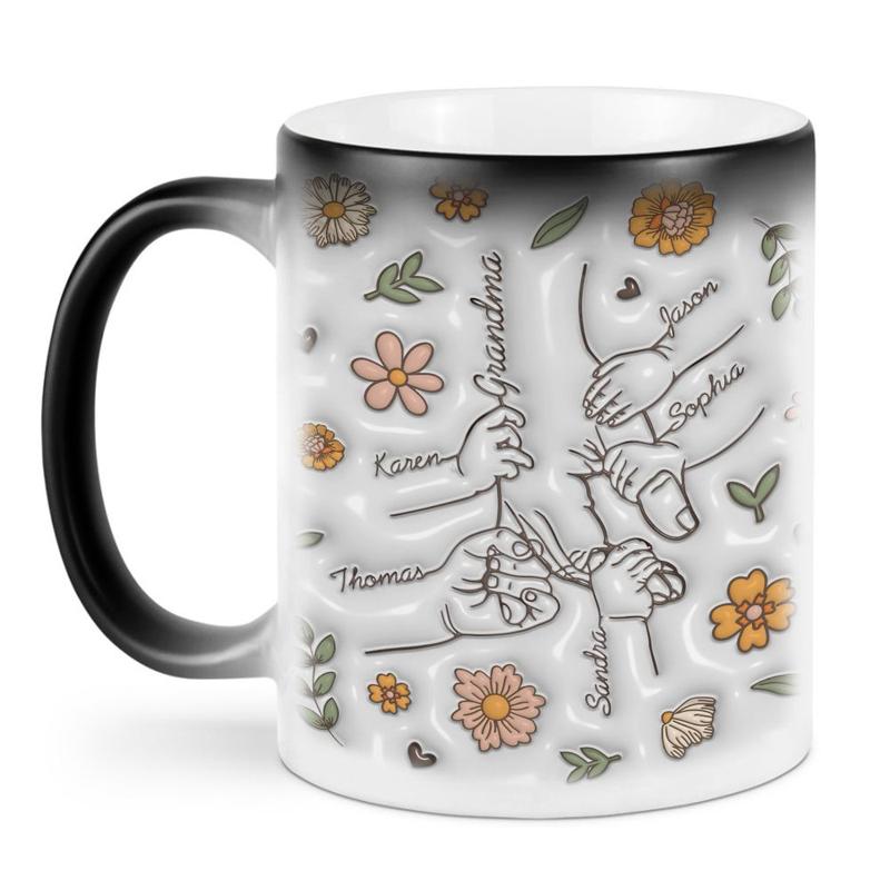 Personalized [SEND CUSTOM VIA MESSENGER] Nana Holding Kids' Hands 3D Insulated Mug, Holding Kid Hands Mom Mimi Mug, Mug For Gigi Mom, Custom Kid Names Hand Mug, Nana Mug
