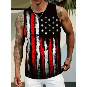 Men'S Summer Tank Top Featuring High-Definition Star And Stripe Patterns, Perfect For Outdoor Sports, Fitness, Vacations, And Casual, Comfortable, Breathable Wear. Fabric Menswear