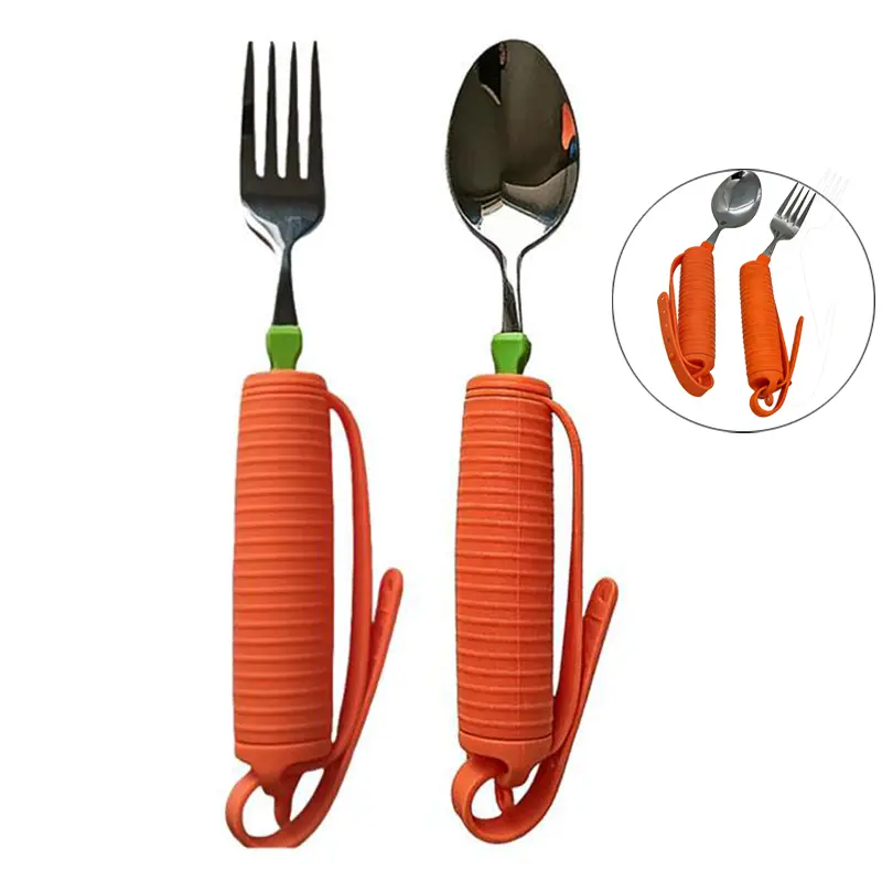 Anti-Shake Adaptive Cutlery Spoon & Utensils Set - Adjustable Strap, Bendable Neck, Ergonomic Handle Tableware - Assistive Eating Aid for Parkinson’s & Hand Tremors, Elderly Daily Use