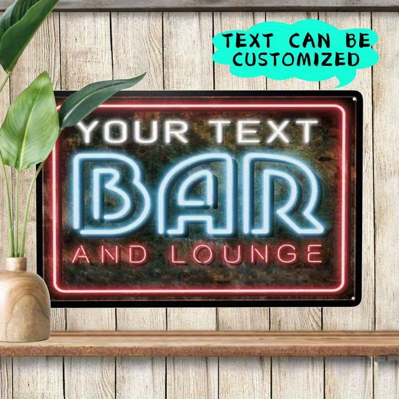 American Retro Vintage Aluminium Tin Decorative Plaque Sign - 1pc 12x8in, Neon Lights, Customizable Rustproof Metal Wall Decor, Custom Signs Indoor, Home Bar Area Gift for Beer Lovers
