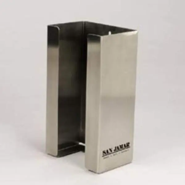 San Jamar SAN G0801 Brushed Stainless Steel Glove Dispenser - Durable Single Box, Disposable Glove Compatible, Easy Wall Mount, 5.5" W x 3.75" D x 10" H, Sanitary Kitchen Tool for Metal Specialty Kitchen Utensils