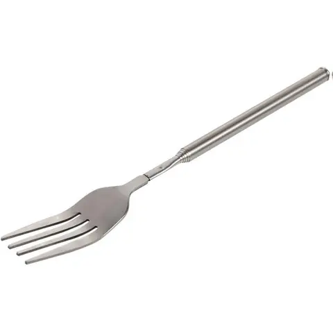 Stainless Steel Extendable Telescopic Fork (8.7-25.4 in) with Expandable Handle - BBQ Utensils for Barbecue, Dinner Fruit Dessert Cutlery, Dinnerware Prank Tool, Barbecue Utensils