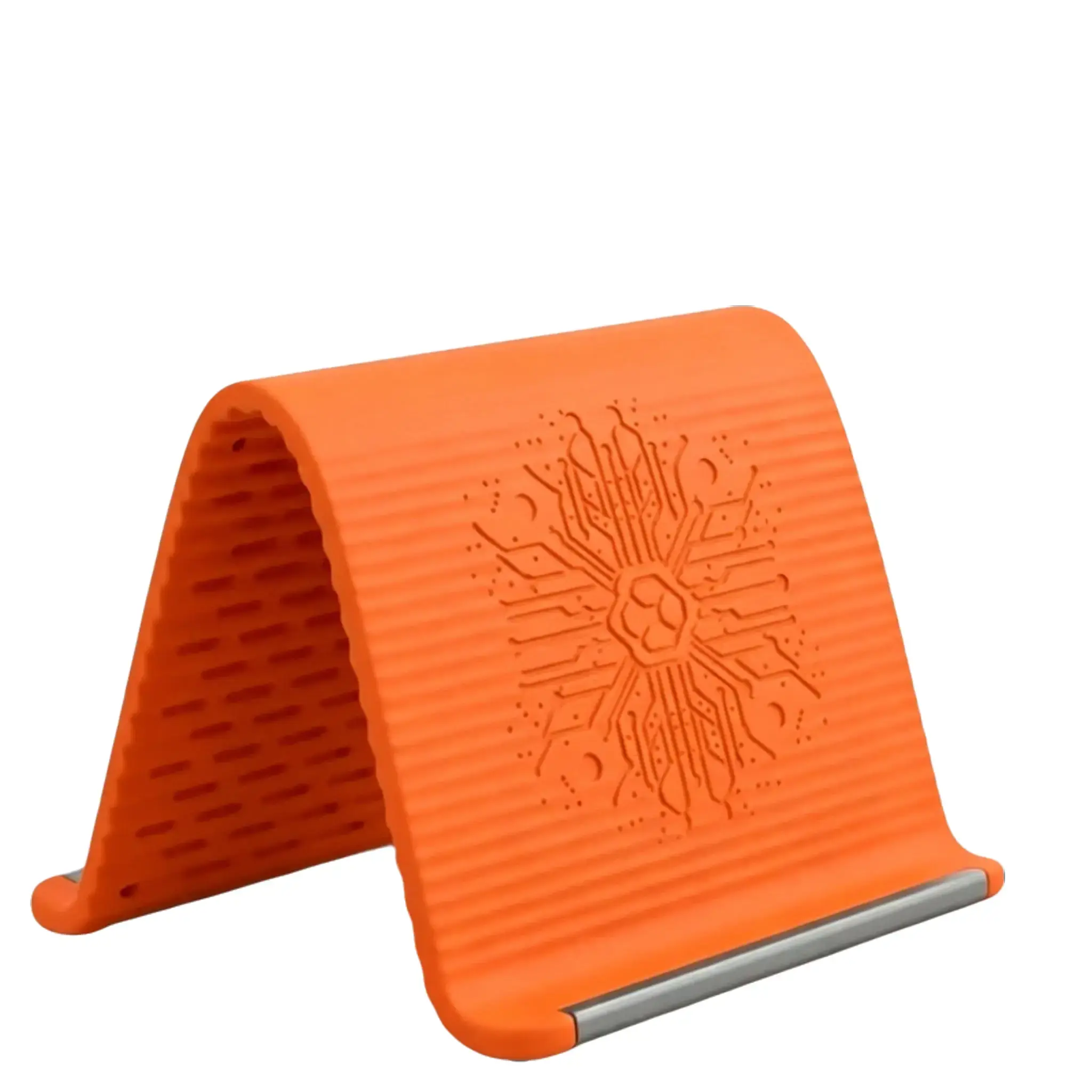 Orange Portable Foldable Silicone Phone Holder - Bendable into Any Shape, Multi-Angle Adjustable, Anti-Slip Desktop Mount for Mobile Phones, Tablets, Laptops - Universal Fit for Home, Office Use Cellphone Compact