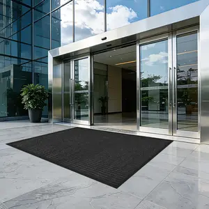 3'x5' Commercial Floor Mat, Heavy Duty Mat for Front Door, Business & High-Traffic Zones,Non-Slip Welcome Rugs for Entryway,Rubber ,Low Profile Large Door Mats,Black Stripe