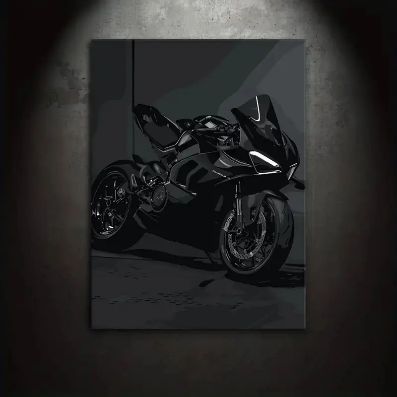1 Piece/Set Canvas Painting Print Poster,Classic Minimalism Pop Art,Minimalist,Superbike Ducati Panigale,Motorcycle Theme,Perfect Gift for Motorcycle Lovers & Enthusiasts,Gift for Home & Office,Wall & Room Decor