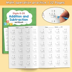 32-Page children's math workbook, multiplication, division, addition and subtraction within 1000, math learning, Math Operation Practice, Math Exercises, practice activity worksheet
