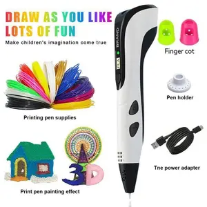 3D Printing Pen Set,   8-piece set  Includes 3D printing pen, Type-C charging cable, charging head, base, picture album and 36 meters of PLA consumable material. Creative DIY children's gift, New Year gift, birthday gift, DIY gift  Children's Toy