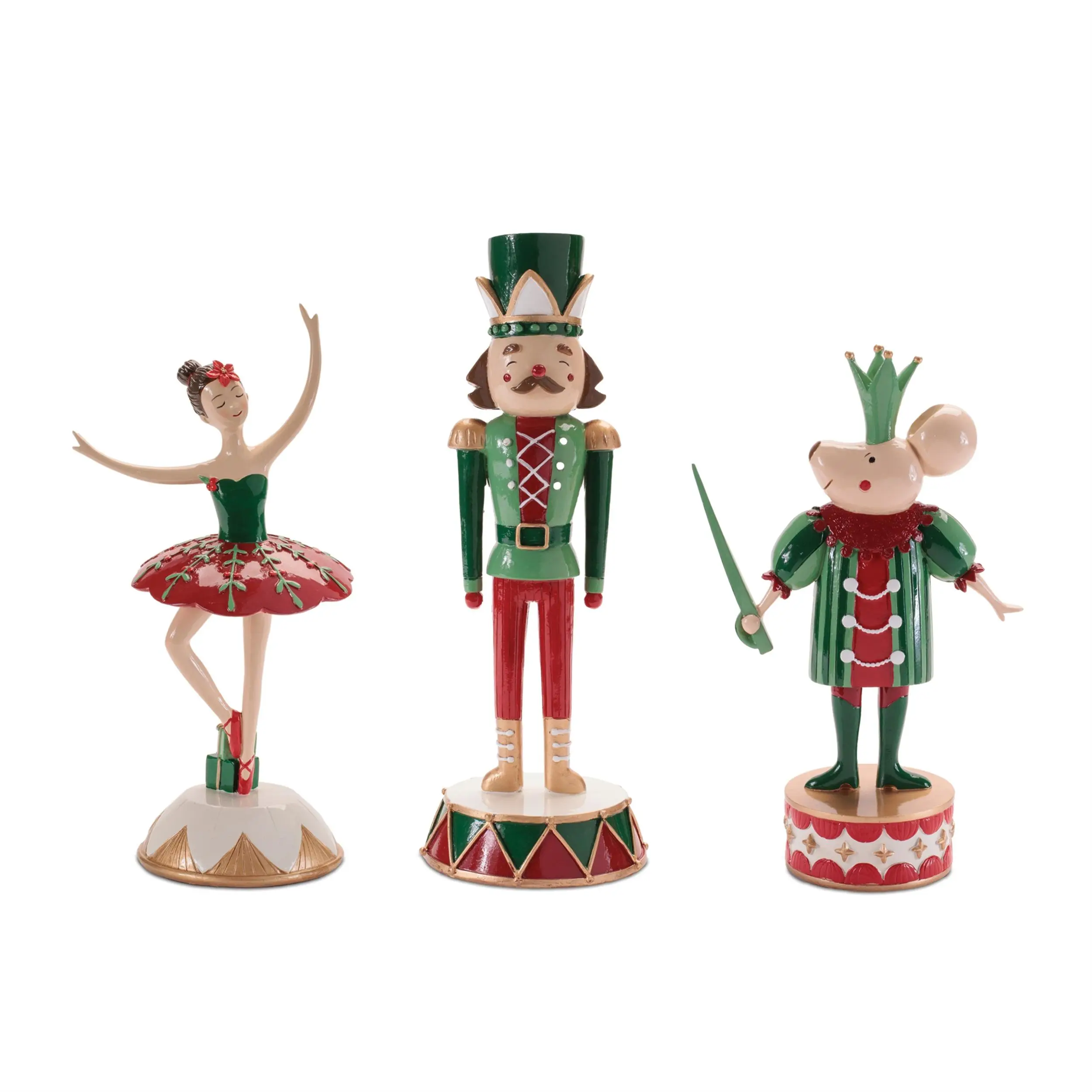 Nutcracker Soldier, Mouse & Ballerina Figurines (Set of 3)