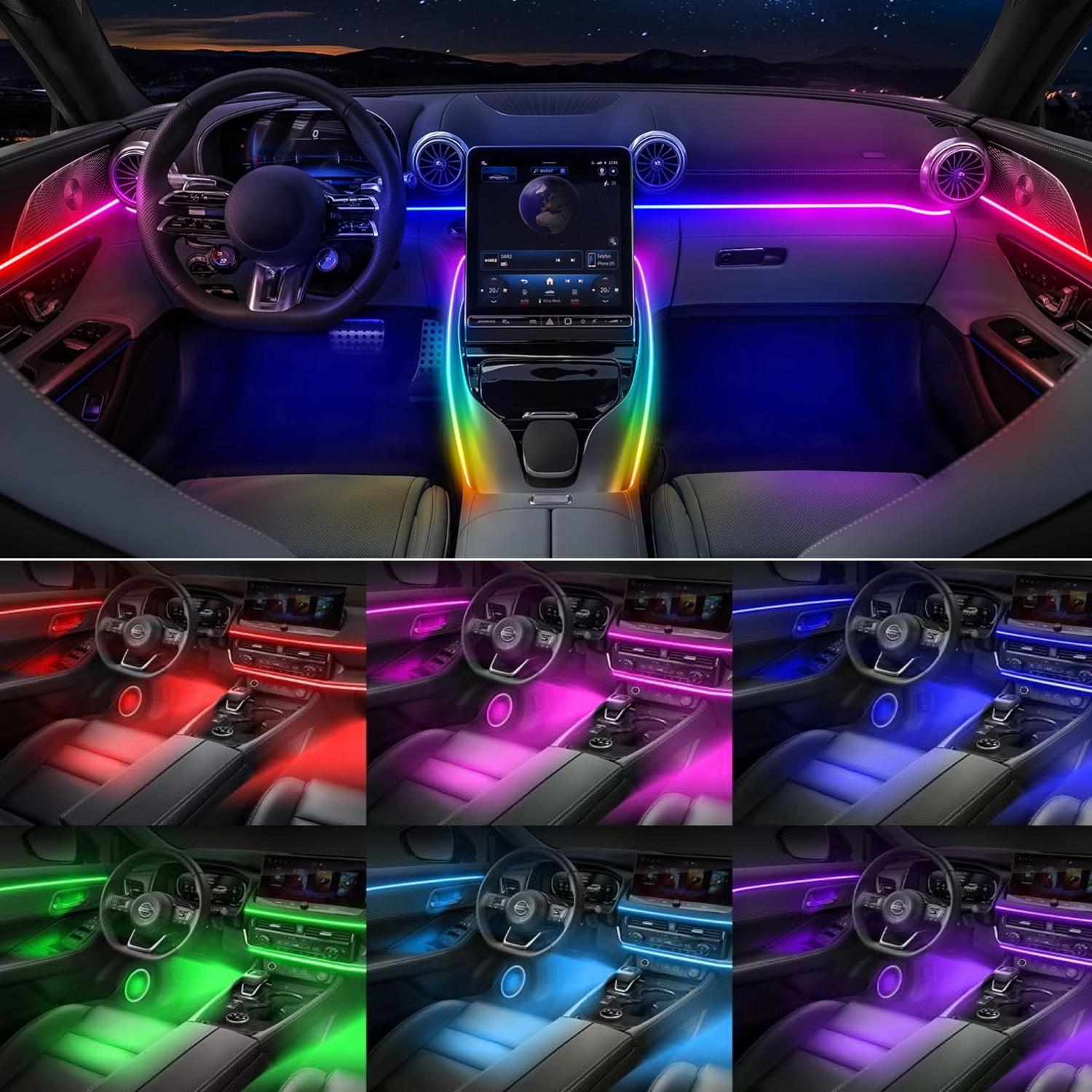 Car RGB LED Strip Lights – APP Control Music Sync Interior Lights with Remote, Various Colors DIY Ambient Lighting for Cars Trucks SUV