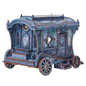 Onyx Dragon Carriage 3D Wooden Puzzle Kit DIY Miniature Model Building Kit with LED Light Gothic Fantasy Home Decor Gift for Adults Teens