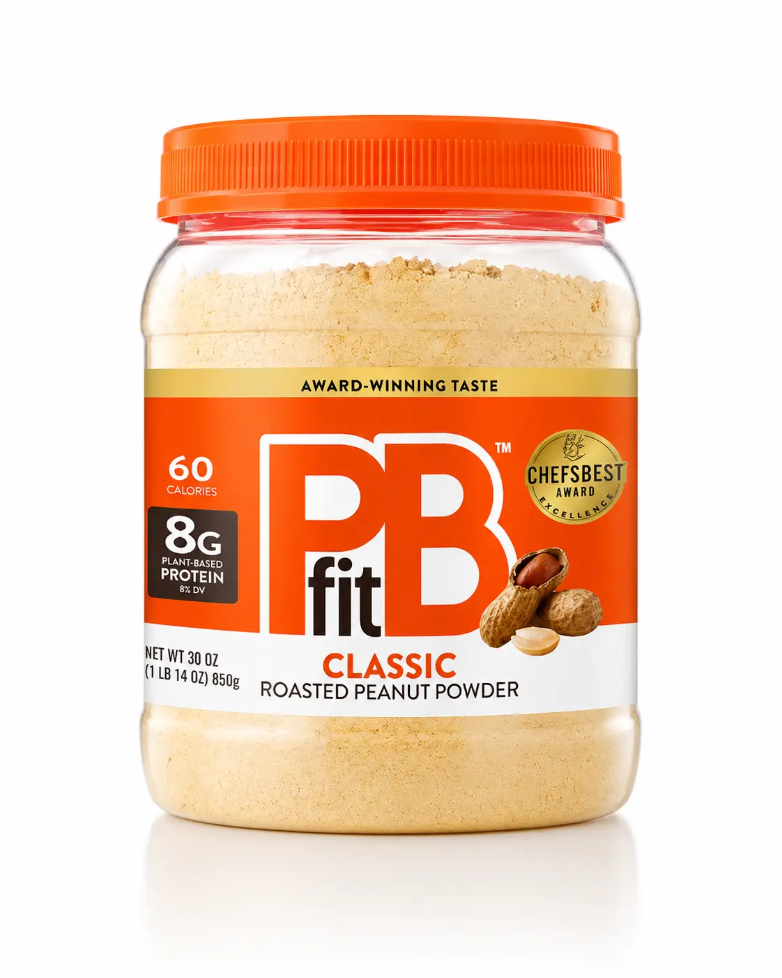 PBfit Classic Peanut Butter 8g Powdered Peanut Butter Spread, 1.87 lbs., 53 servings, Rosted Penaut Powder, grocery, Pantry, Cereal & Breakfast Foods, Peanut Butter & Jelly